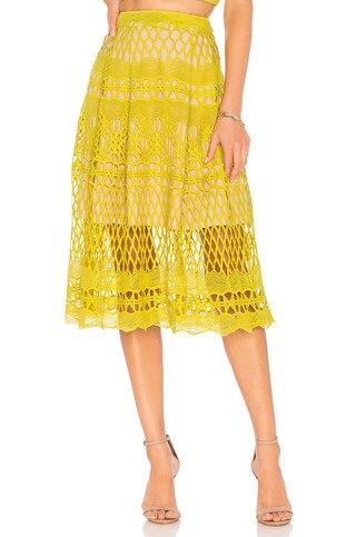 Guipure Lace Midi Skirt | Revolve Clothing (Global)