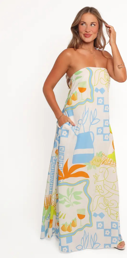 Petal & Pup Kaelani Printed Strapless Cotton Maxi Dress | Nordstrom | Nordstrom