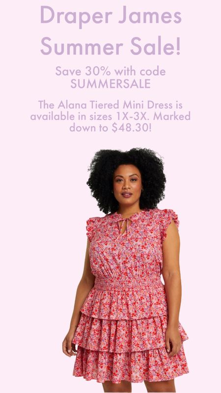 Draper James sale! Save 30% with code SUMMERSALE. The Alana Tiered Mini Dress is available in sizes 1X-3X. Marked down to $48.30!

#LTKSaleAlert #LTKFindsUnder50 #LTKPlusSize