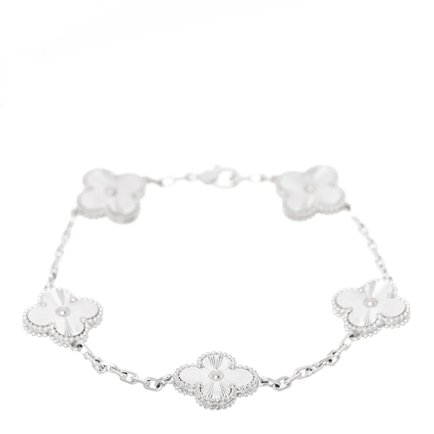 Van Cleef &amp; Arpels 18K White Gold 5 Motifs Guilloche Vintage Alhambra Bracelet 1873162 | FASHIONPHILE (US)