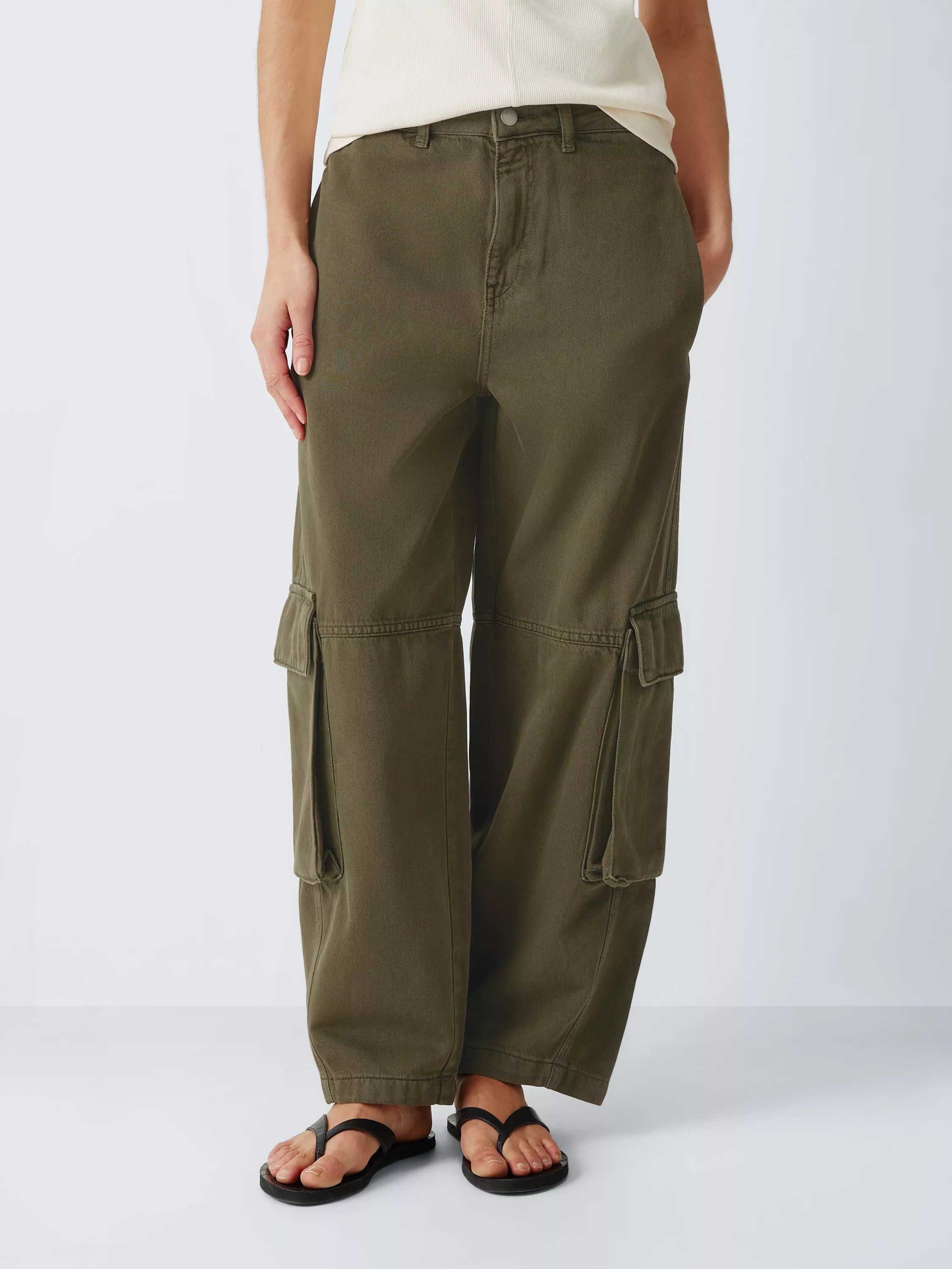 Straight Cargo Trousers, Khaki | John Lewis (UK)