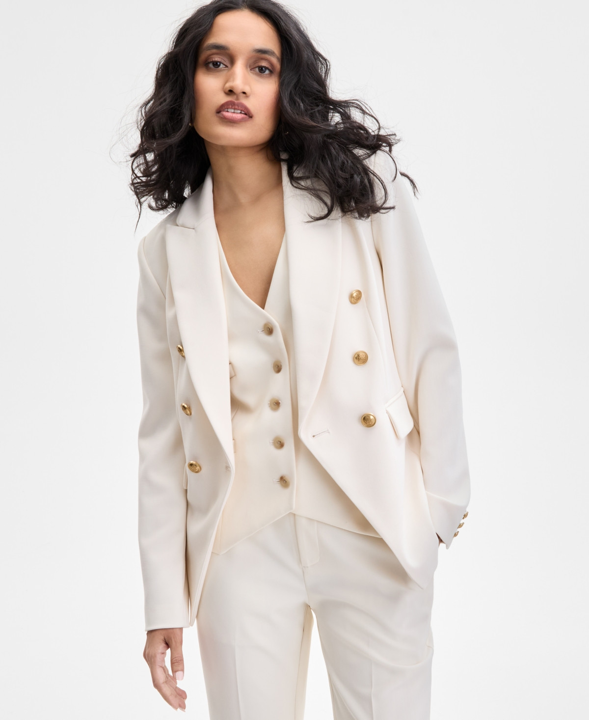 I.n.c. International Concepts Women's Double-Breasted Blazer, Exclusively at Macy's - Vintage Cr | Macy's
