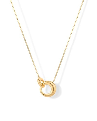 PAVOI 14K Gold Plated Dainty Interlock Pendant Necklace for Women | Circle Link Pendant Necklaces | Amazon (US)