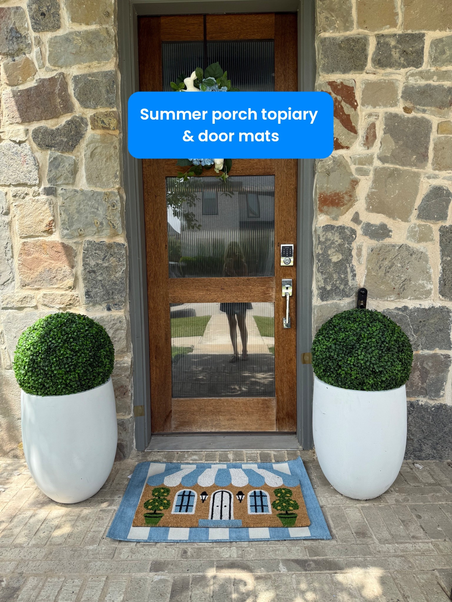 Summer porch inspo for door mats and pots with topiary 

#LTKSeasonal #LTKHome