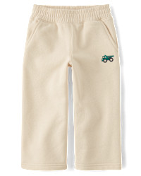 Baby And Toddler Boys Embroidered Premium Fleece Wide Leg Sweatpants - cream | The Children's Place