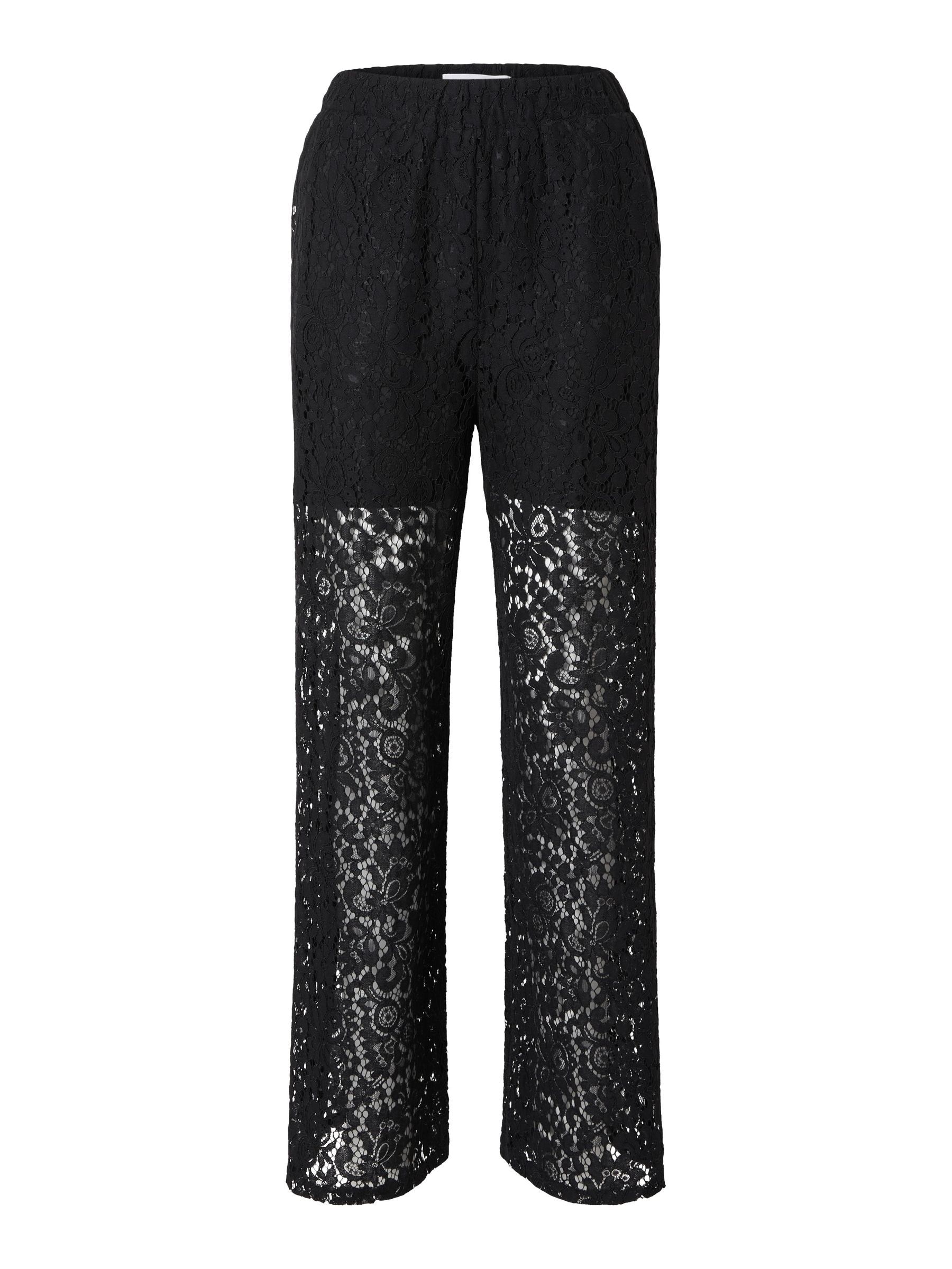 LACE HIGH WAISTED TROUSERS | Black | SELECTED FEMME® | Selected