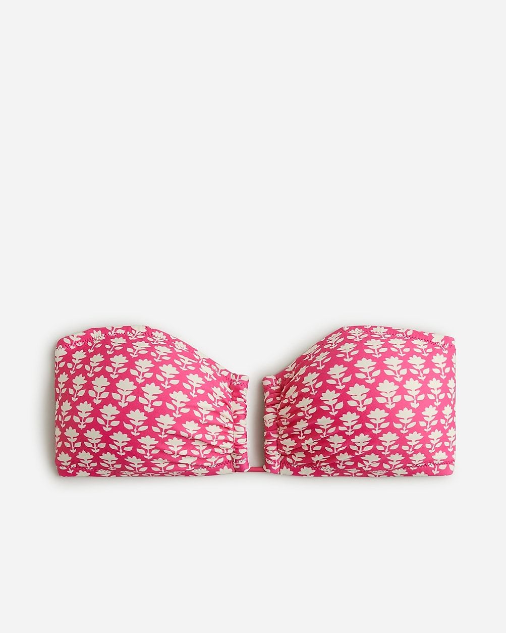 U-front bandeau bikini top in pink stamp floral | J.Crew US