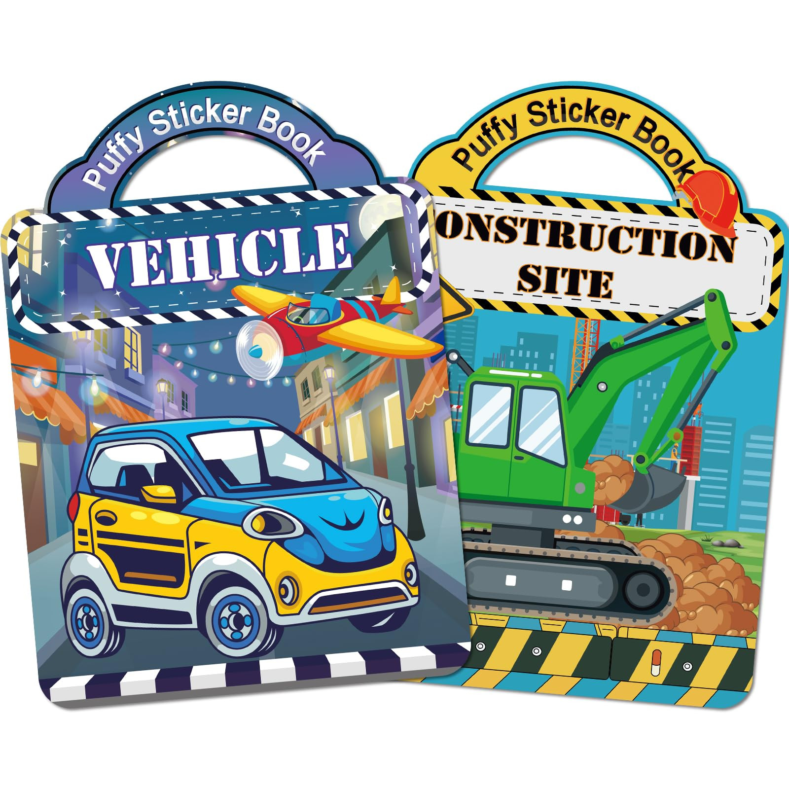 2 Pack Puffy Sticker Books for Kids 2-4, Construction Truck and Vehicle Car Stickers for Toddlers... | Amazon (US)