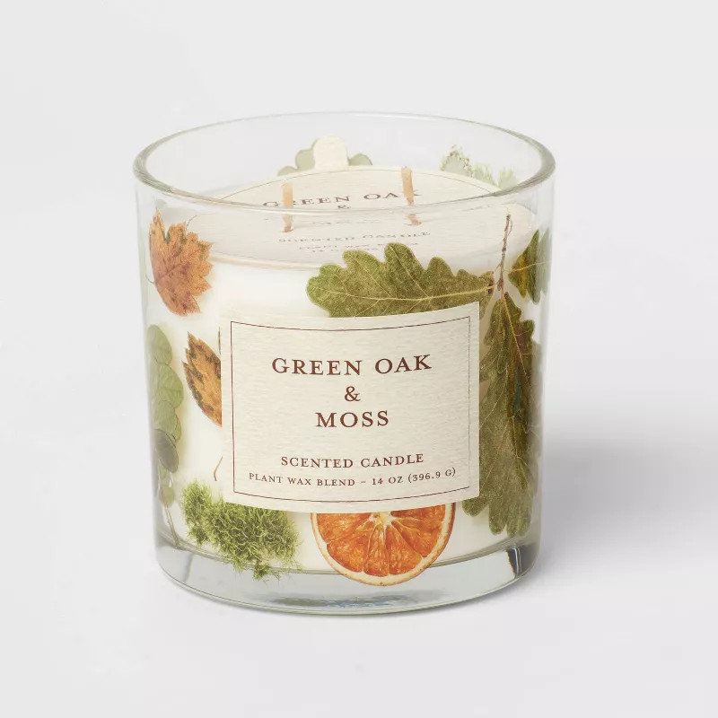 Green Oak & Moss Botanical Glass Candle Dark Green - Threshold™ | Target