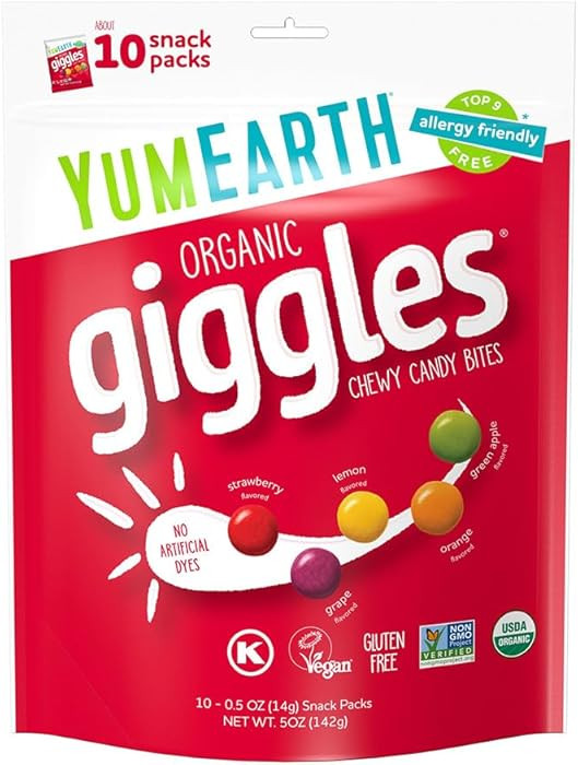 YumEarth Organic Giggles Chewy Candy - Allergy Friendly (Top 9 Free), No Artificial Dyes, Non GMO... | Amazon (US)