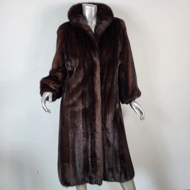 Stunningpetite Largevintage Brown Ranch Mahogany Genuine Real Full Length Mink Fur Coat - Etsy | Etsy (US)