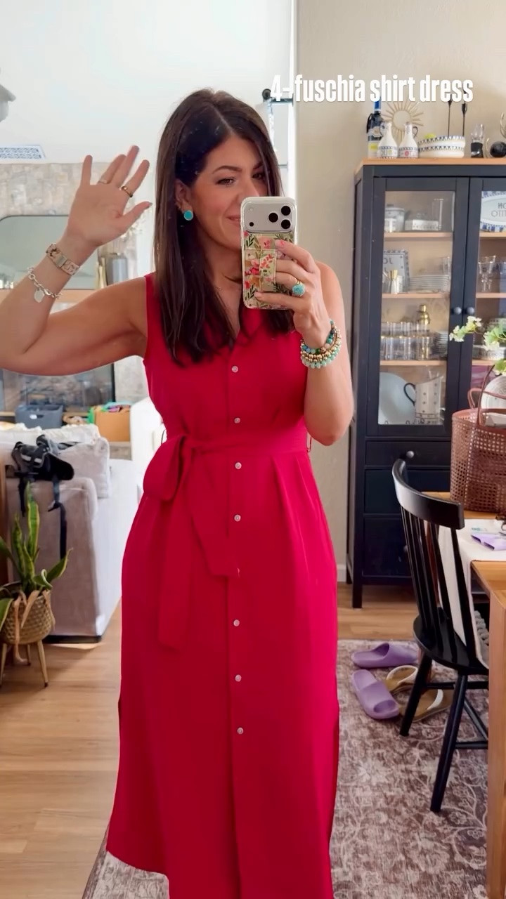 4- fuschia shirt dress