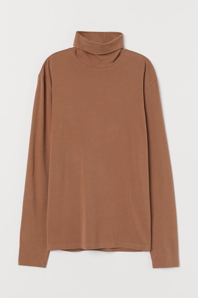 H & M - Slim Fit Turtleneck Shirt - Beige | H&M (US + CA)