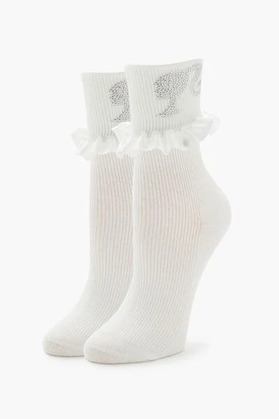 Ruffle-Trim Barbie Crew Socks | Forever 21