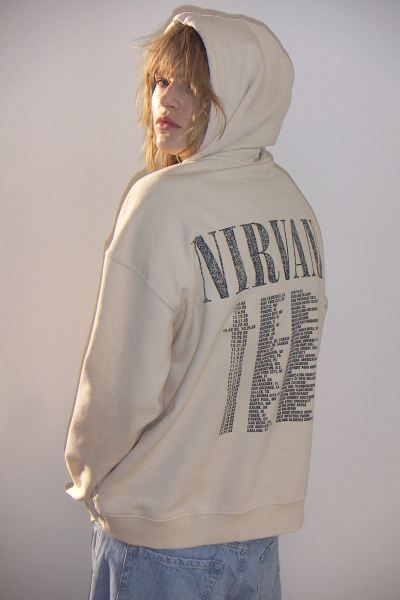 Capuchonsweater met motief - Roomwit/Nirvana - DAMES | H&M NL | H&M (DE, AT, CH, NL, FI)