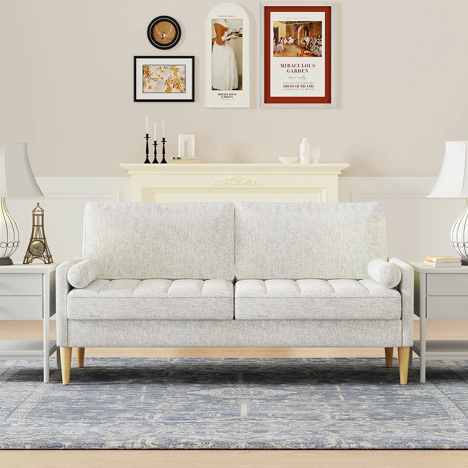 PORKISS Sofa Couch for Living Room, 3 Seater Sofa with Comfy Linen Extra Deep Seat, Small Couches... | Walmart (US)