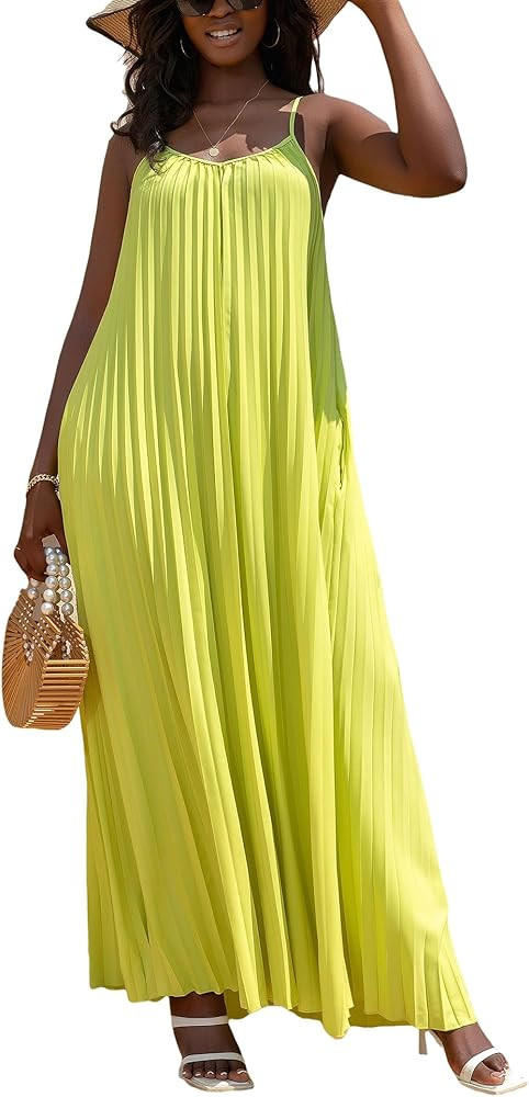 KINIKO Women's Summer Spaghetti Strap A-Line Dress – Casual Sleeveless Swing Style with Adjusta... | Amazon (US)