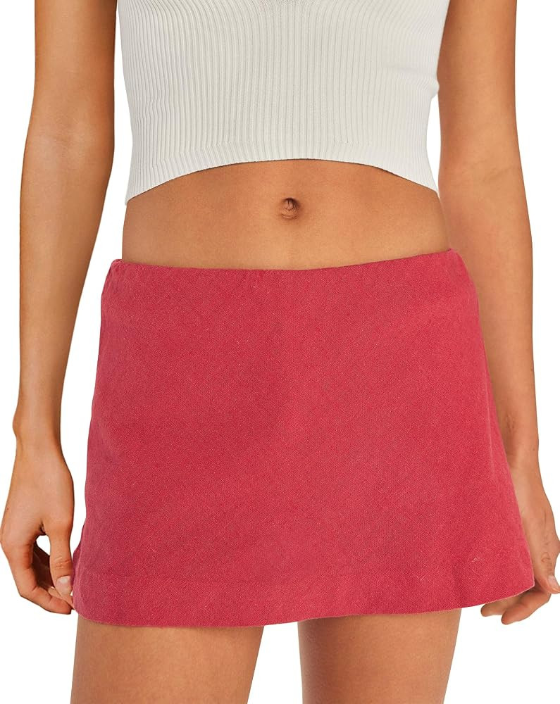 SENSERISE Womens Cotton Linen Skorts Mini Skirt with Shorts Underneath Short A Line Skirts Summer... | Amazon (US)