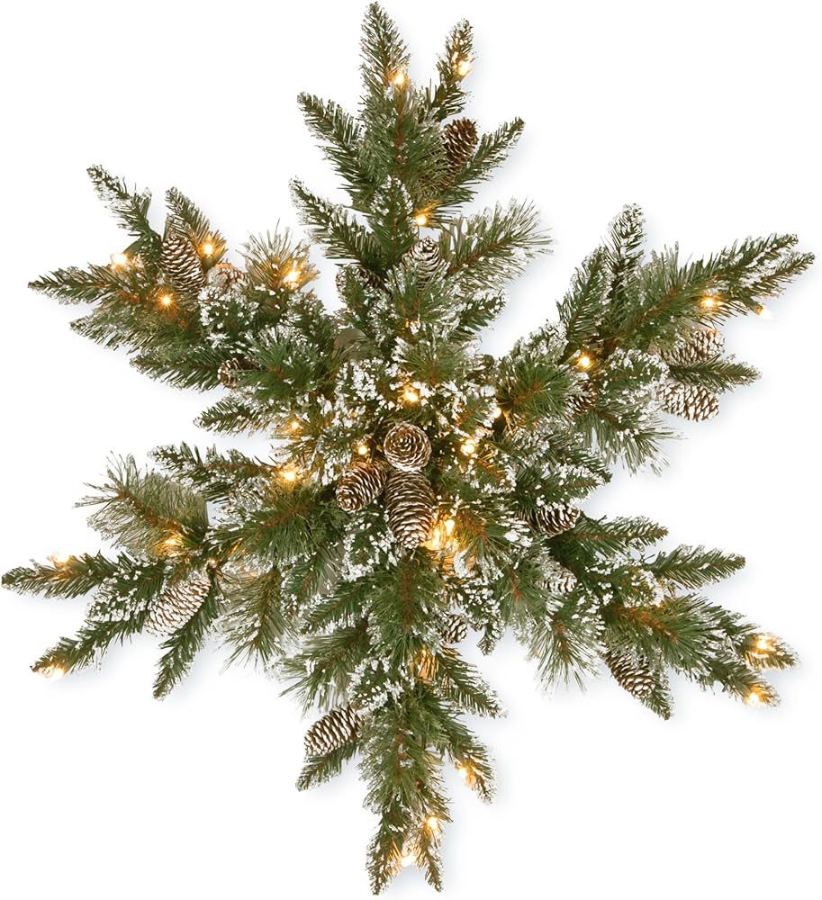 Amazon.com: National Tree Company Pre-Lit Artificial Christmas Star Wreath, Green, Glittery Brist... | Amazon (US)