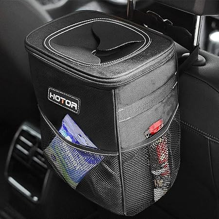 HOTOR Car Trash Can with Lid and Storage Pockets - 100% Leak-Proof Organizer, Waterproof Garbage ... | Amazon (US)