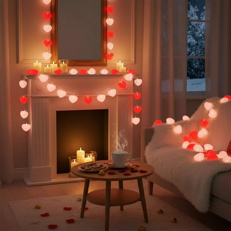 Two Color Heart String Lights Red Pink 6.56 Feet LED Fairy Lights for Valentine's Day Decor, Bedr... | Walmart (US)