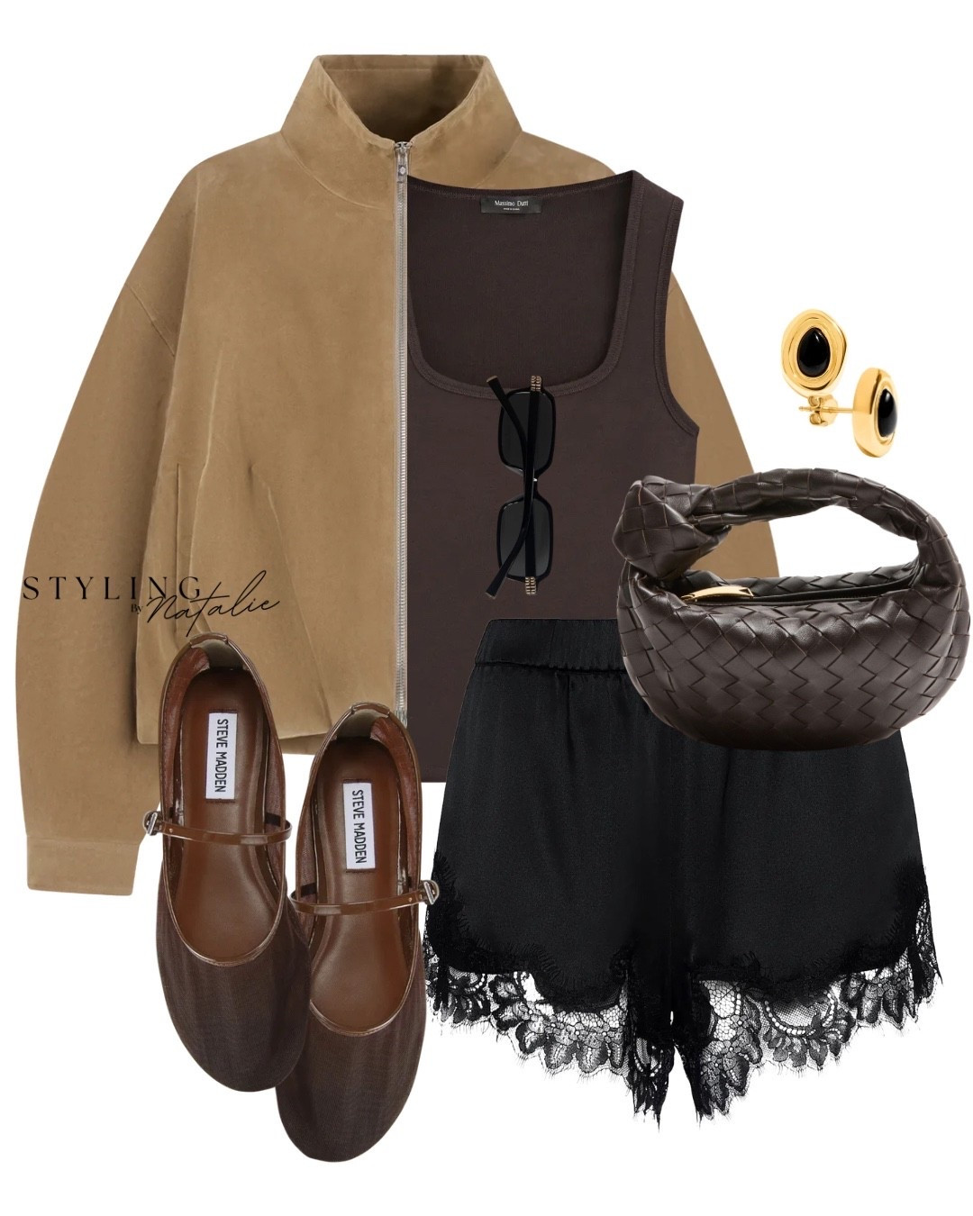 Trending springs style- Lace satin shorts, suede funnel neck bomber jacket, Mary Jane ballet flats, vest top, Miu Miu sunglasses

#LTKspring #LTKeurope #LTKuk