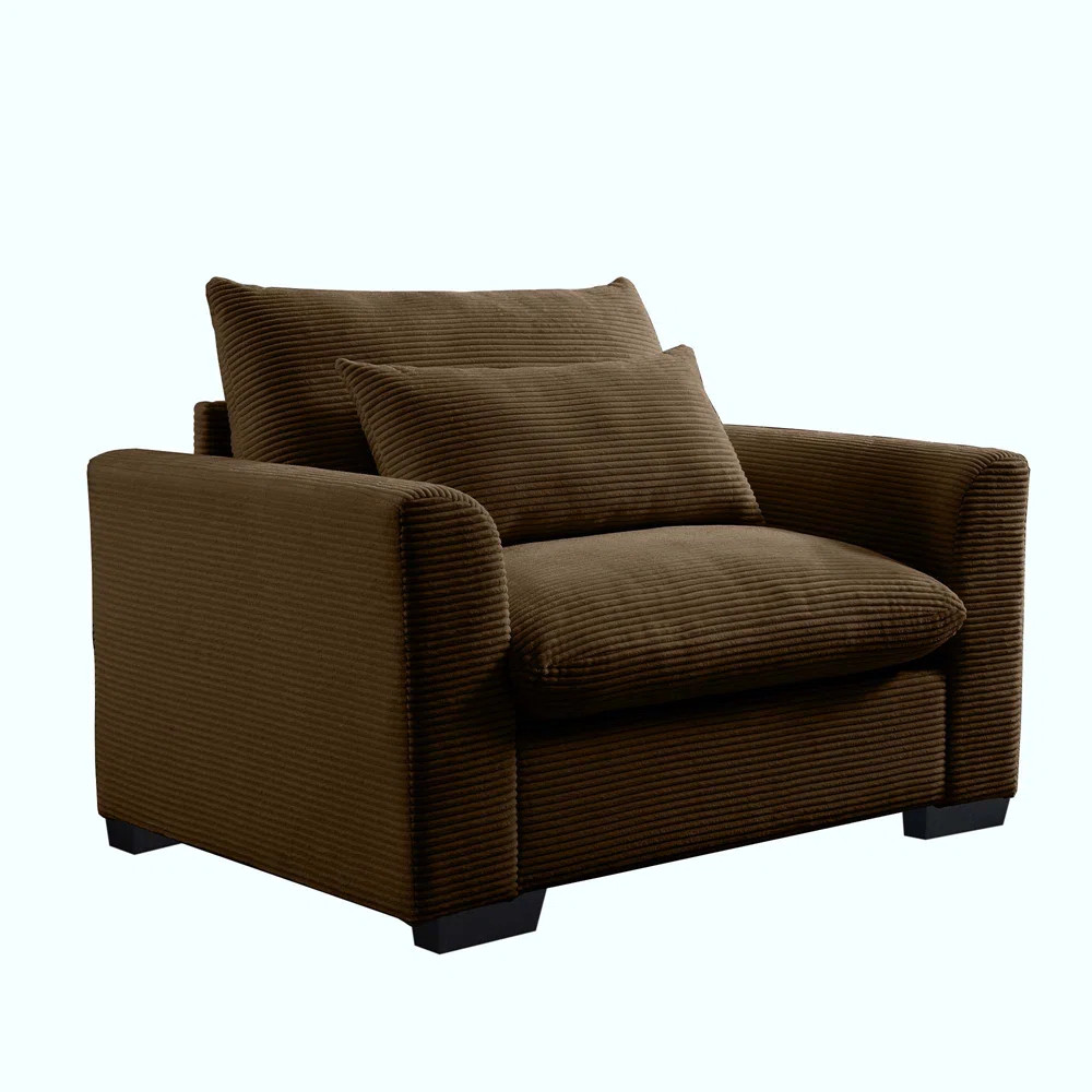 Latitude Run® Corduroy Deep Seat Single Sofa Accent Chair,Deep Seat Couch With Waist Pillow | Wa... | Wayfair North America