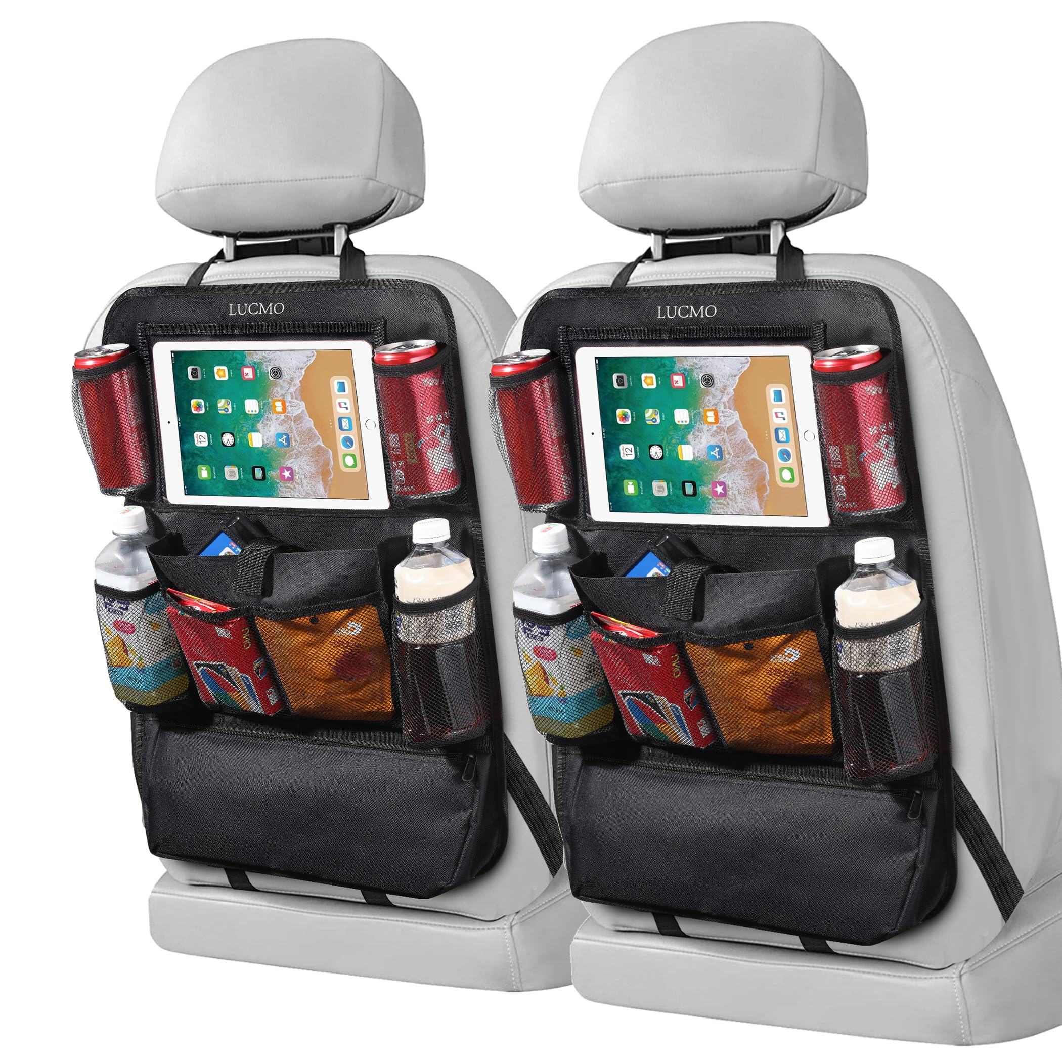 LUCMO Car Backseat Organizer Car Storage Organizer Travel Accessories for Kids, Black | Amazon (US)