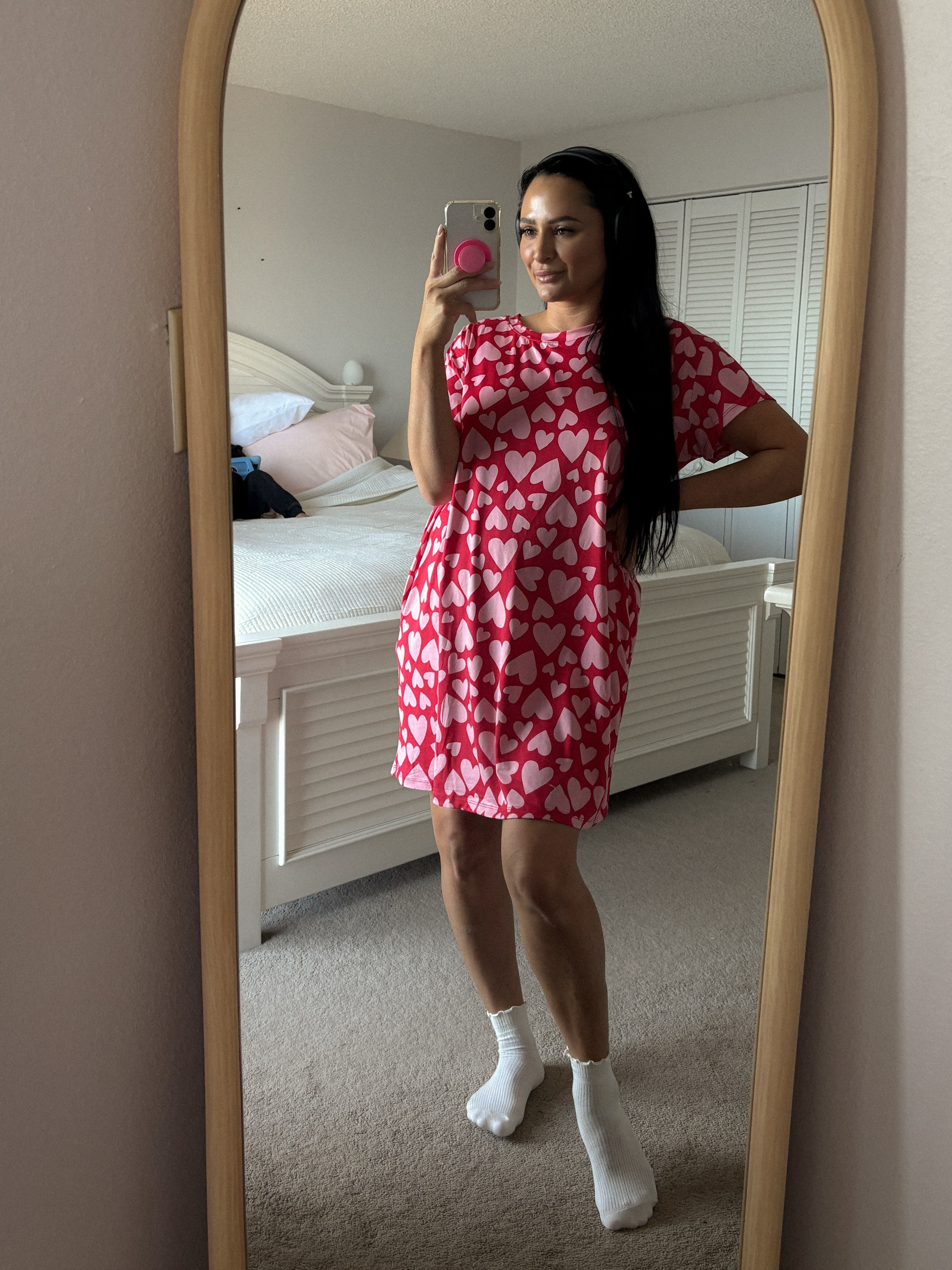 Heart pajamas, sleep shirt from Walmart. Fits TTS.

Wearing L-XL, stretchy and comfy. 

#walmartfashion #amazonsocks  

 #LTKHome #LTKSaleAlert #LTKFamily