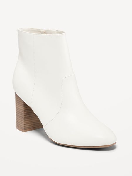 Faux Leather Block Heel Ankle Boots for Women | Old Navy (US)