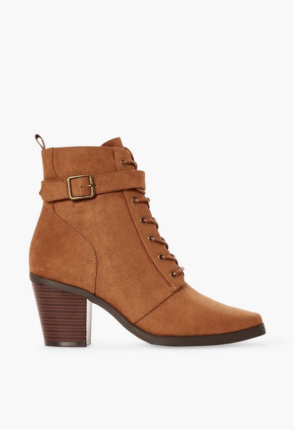 Alanna Lace-up Heeled Bootie | JustFab