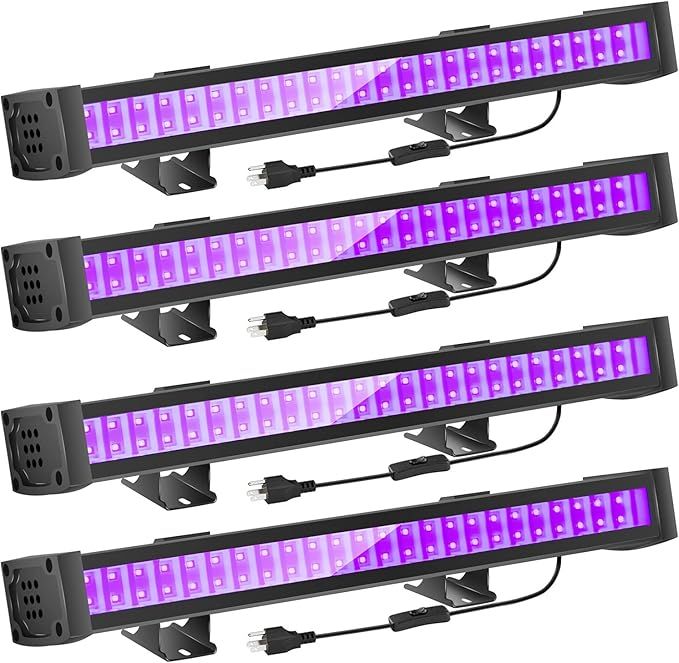 FAISHILAN 4 Pack UV LED Black Light, 24W Blacklight Bar with 5Ft US Plug & Switch, Glow in The Da... | Amazon (US)