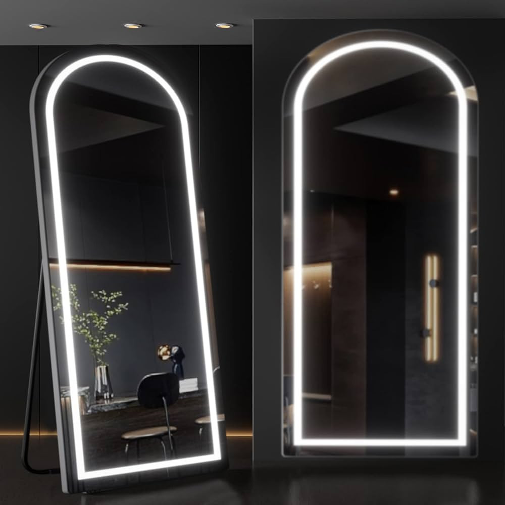 65"x22" Arched Lighted Full Length Mirror,Full Length Mirror with Lights,Large Arched-Top Body St... | Amazon (US)