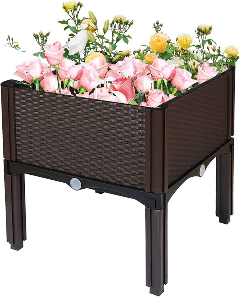 1 Set Plastic Raised Garden Bed, Vegetables Plant Raised Bed Kits Elevated Planting Container wit... | Amazon (US)