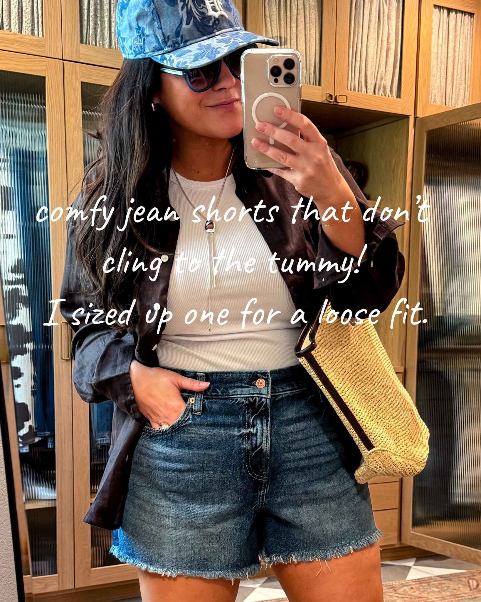 Casual summer outfit for blueberry picking. 
Wearing a size 33 in the Jean shorts I sized up one for a loose fit 
Tank large 
Brown Linen button down size large
Wide calf western boots  

#LTKSeasonal #LTKSummerEdit #LTKOver40