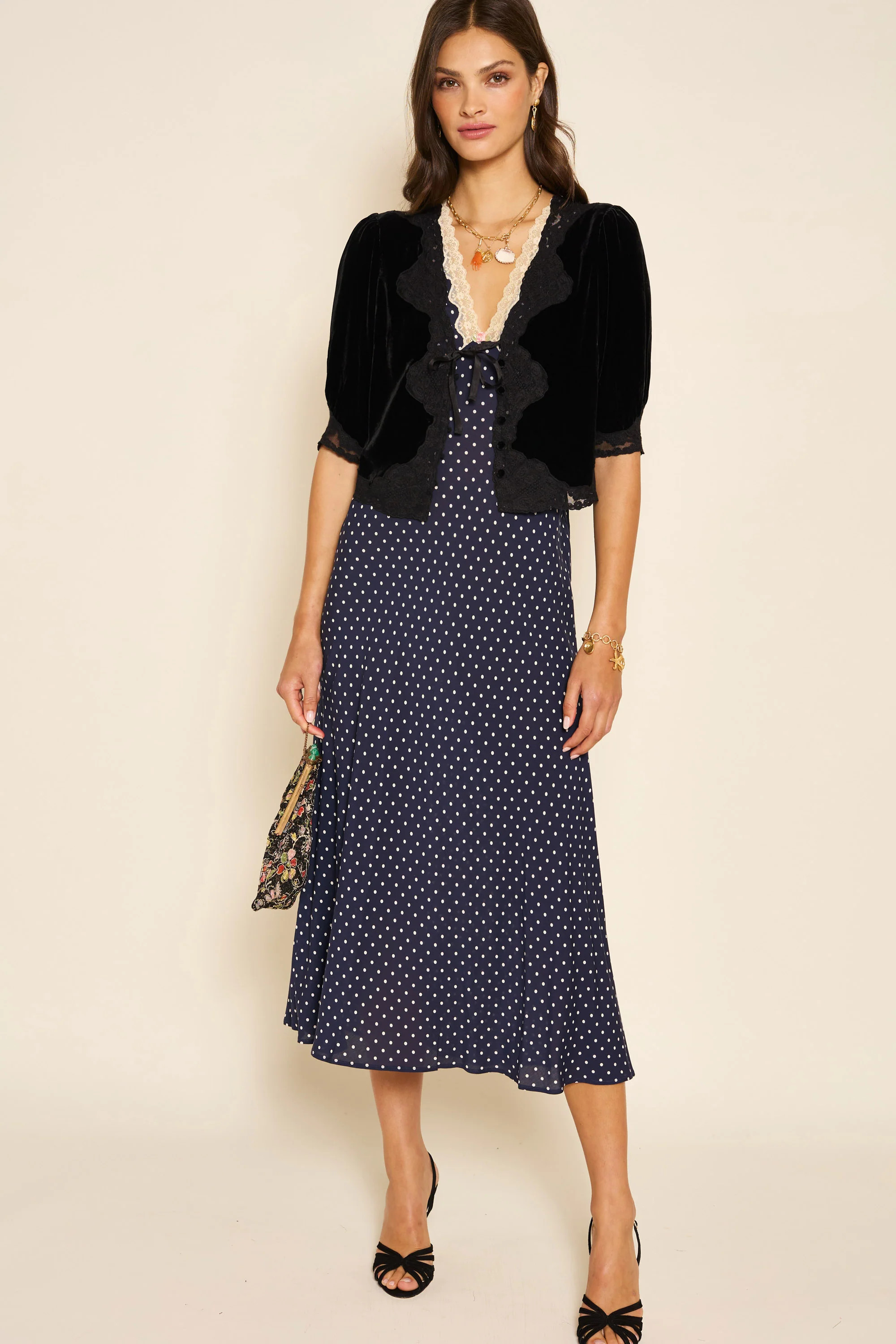 Clarice - Navy Polka Dot | Rixo