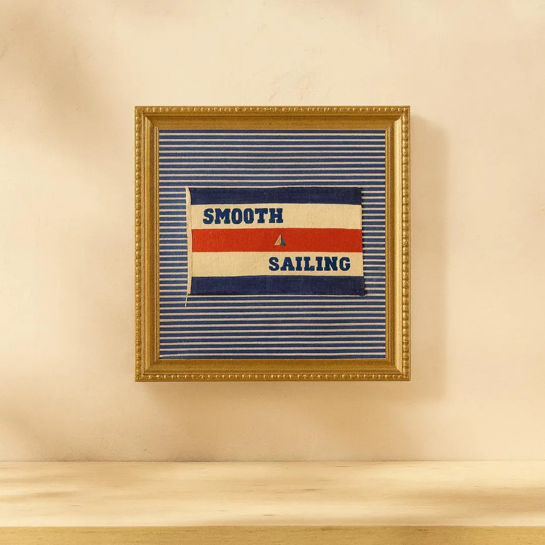 Smooth Sailing - Framed - Vintage Nautical Flag Giclee Print - 8x8" - Coastal, Cottage, Nursery, ... | Etsy (US)