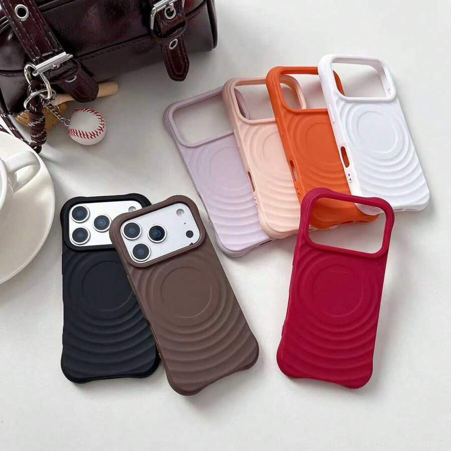 Asymmetrical Ripple Silicone Asymmetrical Wavy Silicone Skin Texture MagSafe Magnetic Protective ... | SHEIN