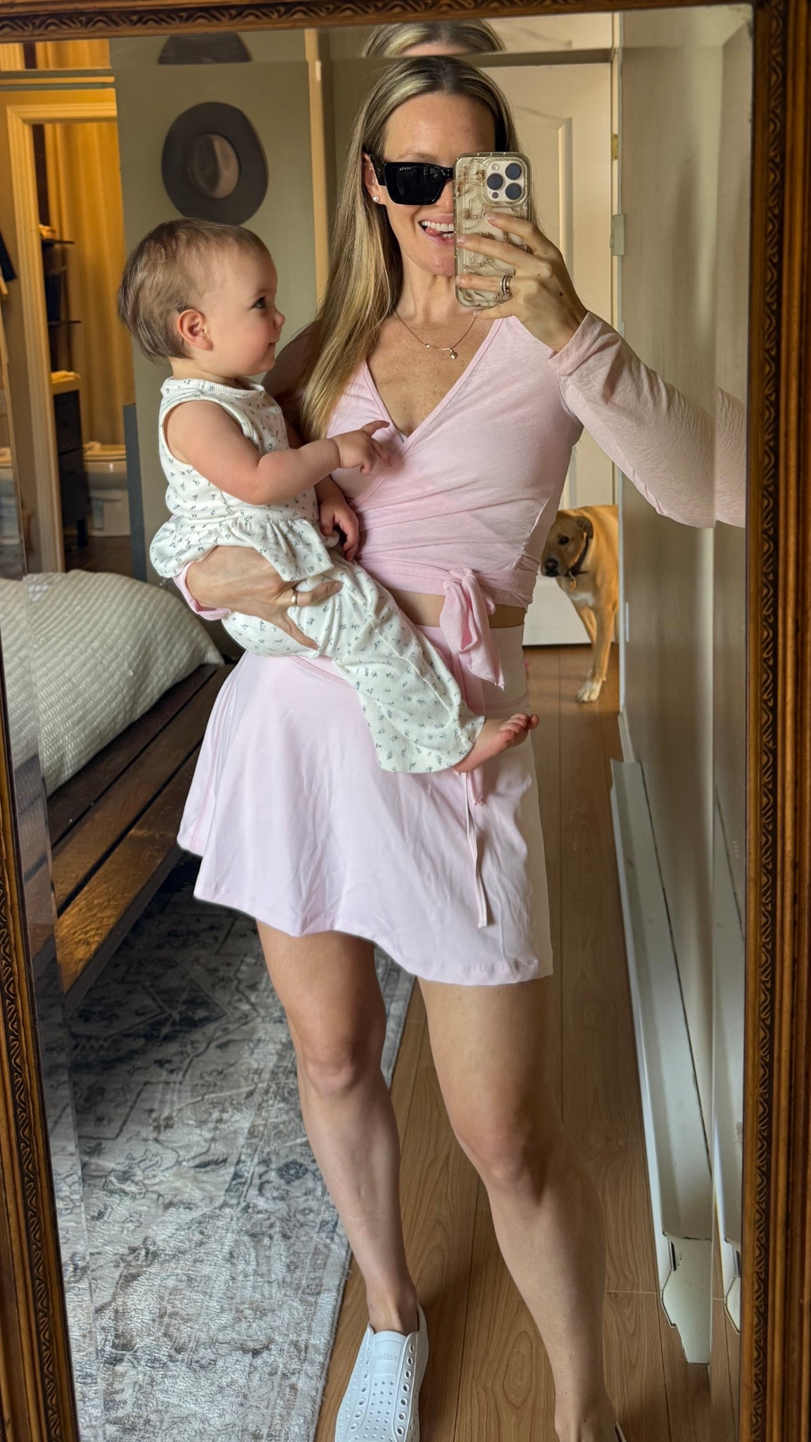 Baby pink active skort and wrap
Top from
Amazon 