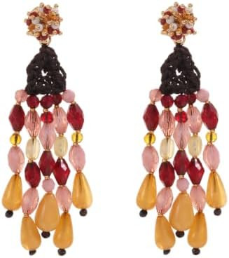 9.5 * 4cm Bohemian Vacation Style Hand Woven Long Beaded Tassel Earrings For Women | Amazon (US)