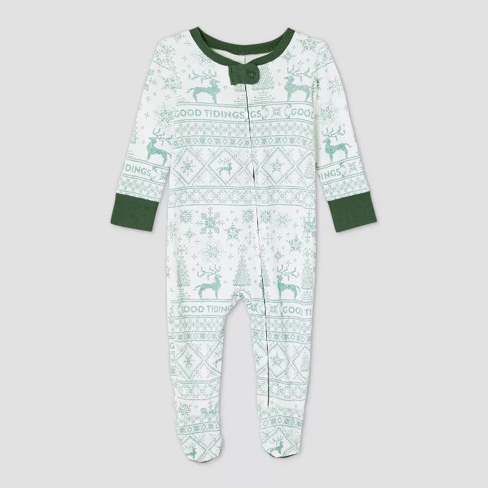 Infant Holiday 'Good Tidings' 1pc Pajama Green - Hearth & Hand™ with Magnolia | Target