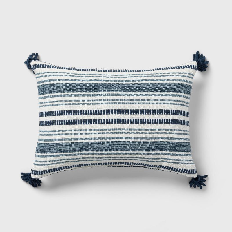 Oblong Stripe Decorative Throw Pillow Cream/Navy - Threshold™ | Target