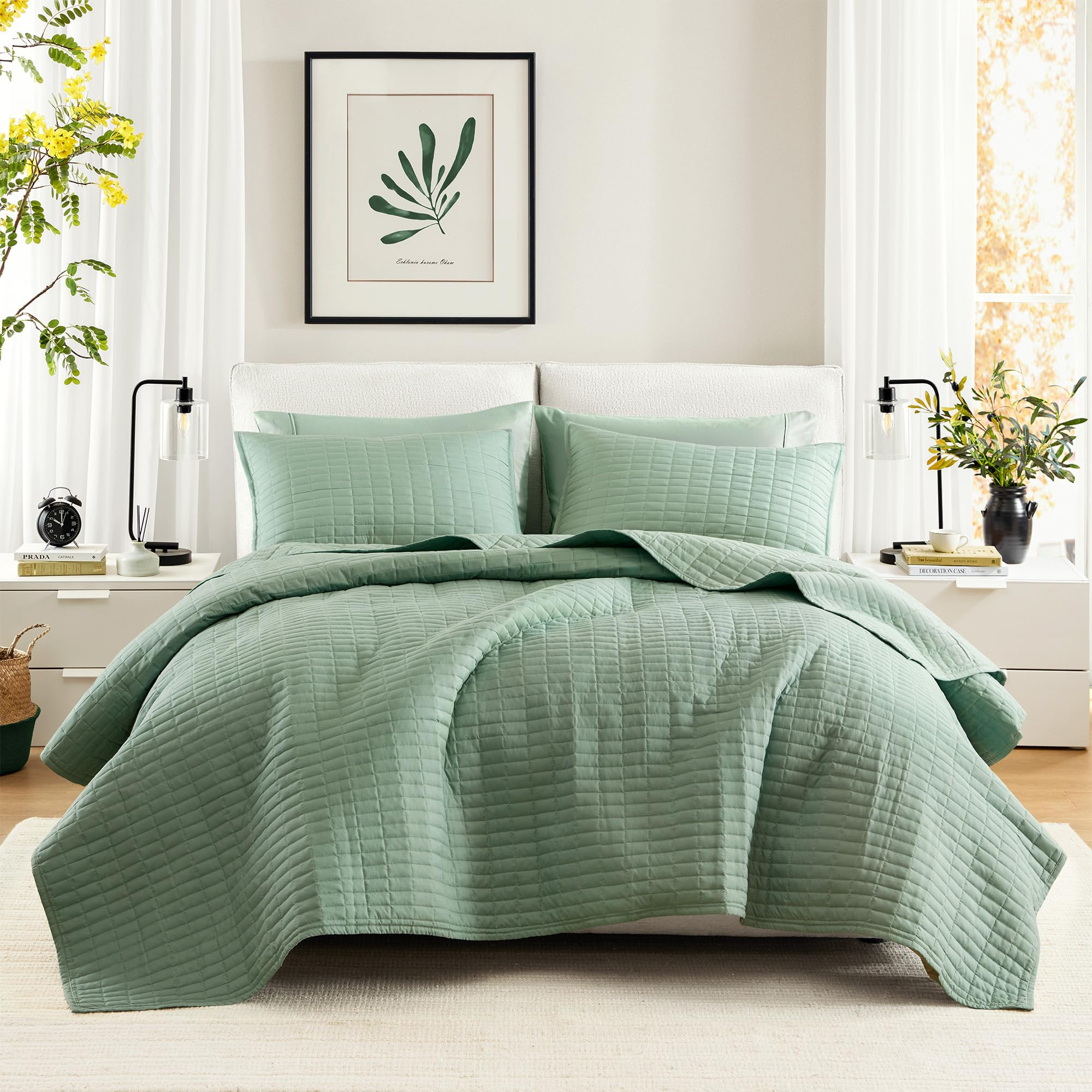 Comfort Spaces Kienna Quilt Set-Luxury Double Sided Stitching Design Summer Blanket, Lightweight,... | Amazon (US)