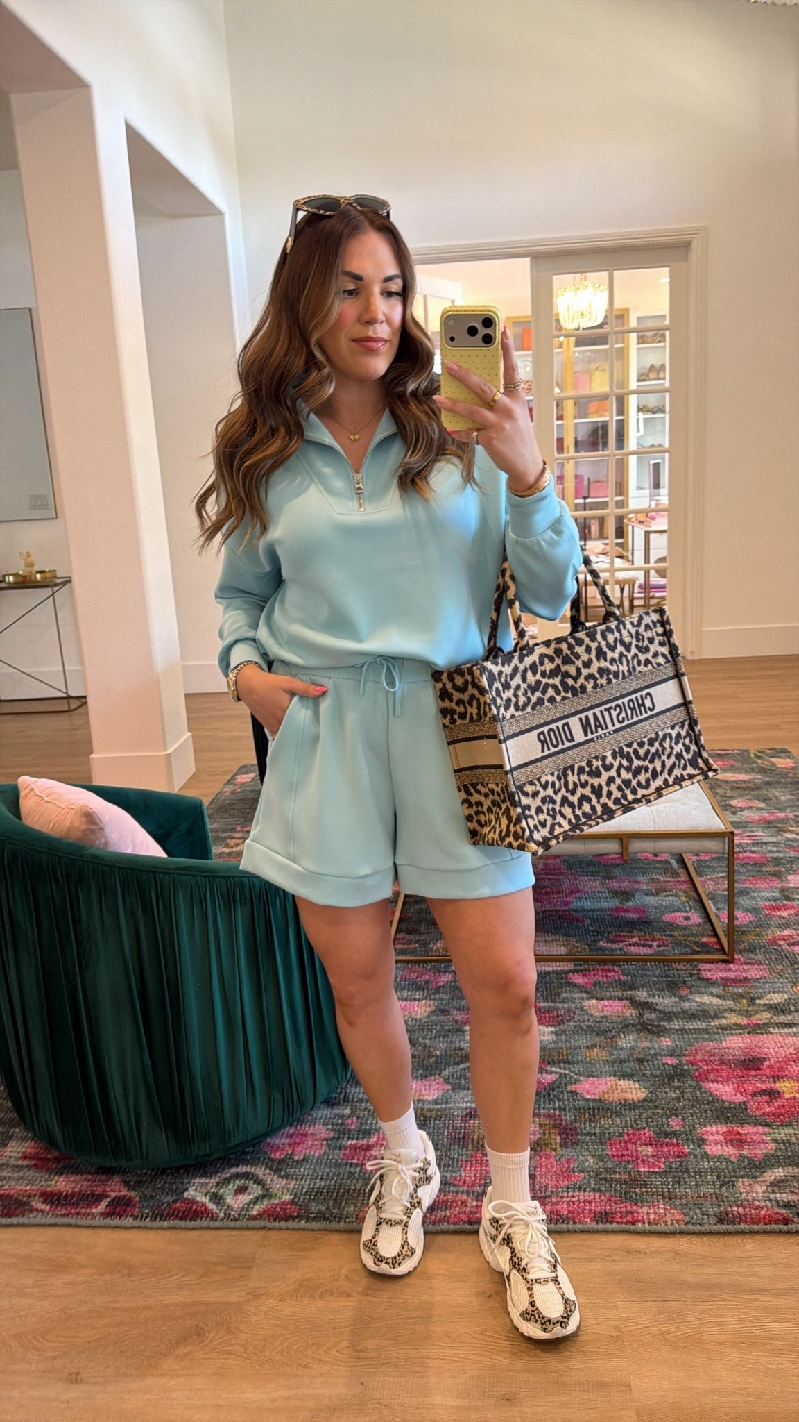 curvy midsize athleisure set in porcelain blue! wearing size medium in top (runs big, size down!) and size large in shorts. so soft and comfy! perfect outfit for travel style or mommying

#LTKSeasonal #LTKTravel #LTKMidsize