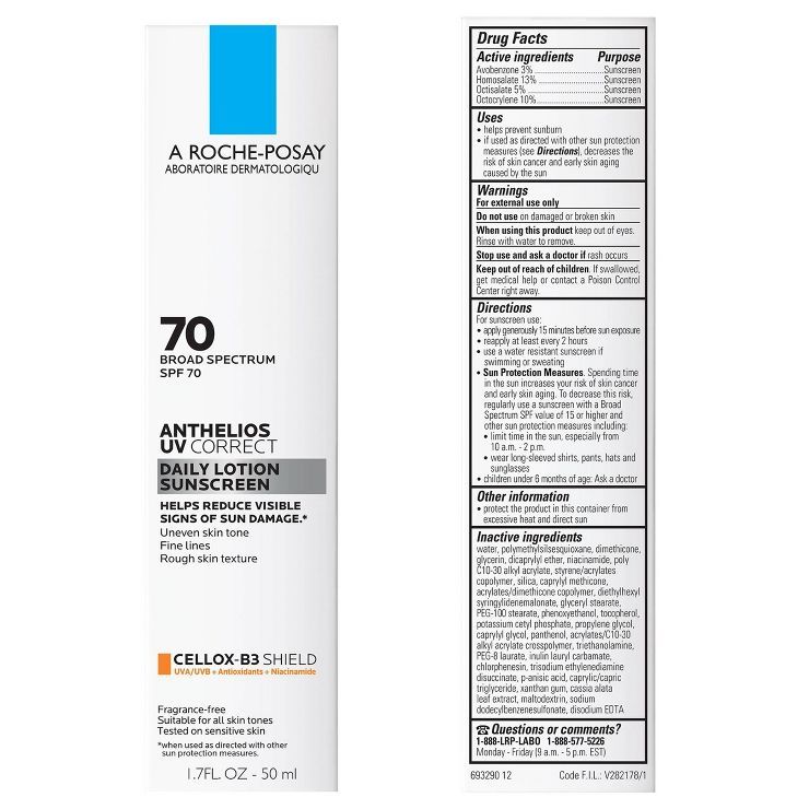 La Roche Posay Anthelios, UV Correct Daily Anti-Aging Face Sunscreen, Oxybenzone and Oil-Free She... | Target