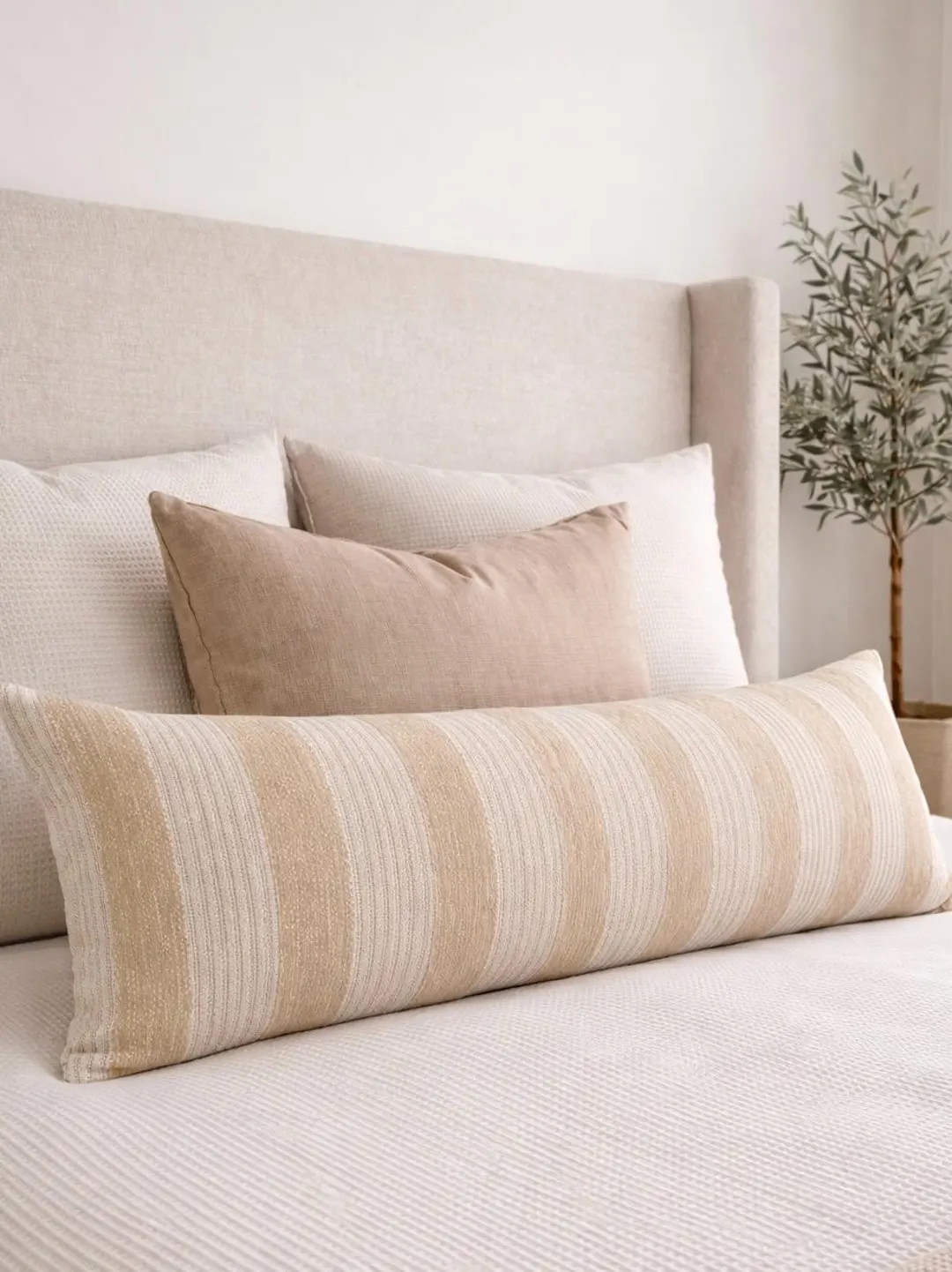 Striped Chenille Lumbar Pillow Cover | 12x36 Neutral Coastal Decor - Etsy | Etsy (DACH)