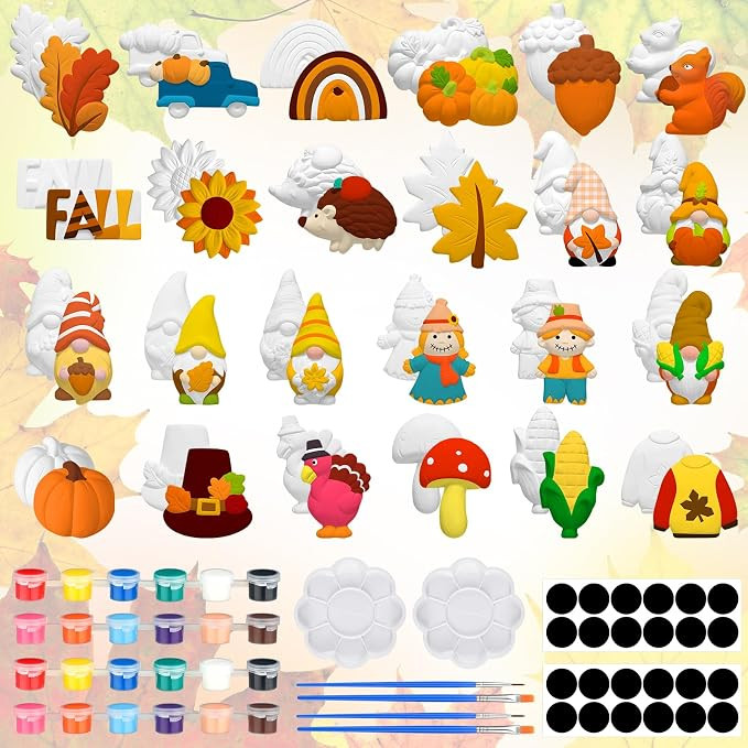 Simgoing 24 Sets Ceramic Painting Kit DIY Ready to Paint Ceramics Painting Crafts Arts and Crafts... | Amazon (US)