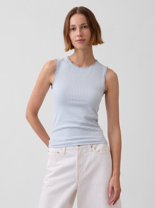 Gingham Pointelle Shell Tank Top | Gap (US)