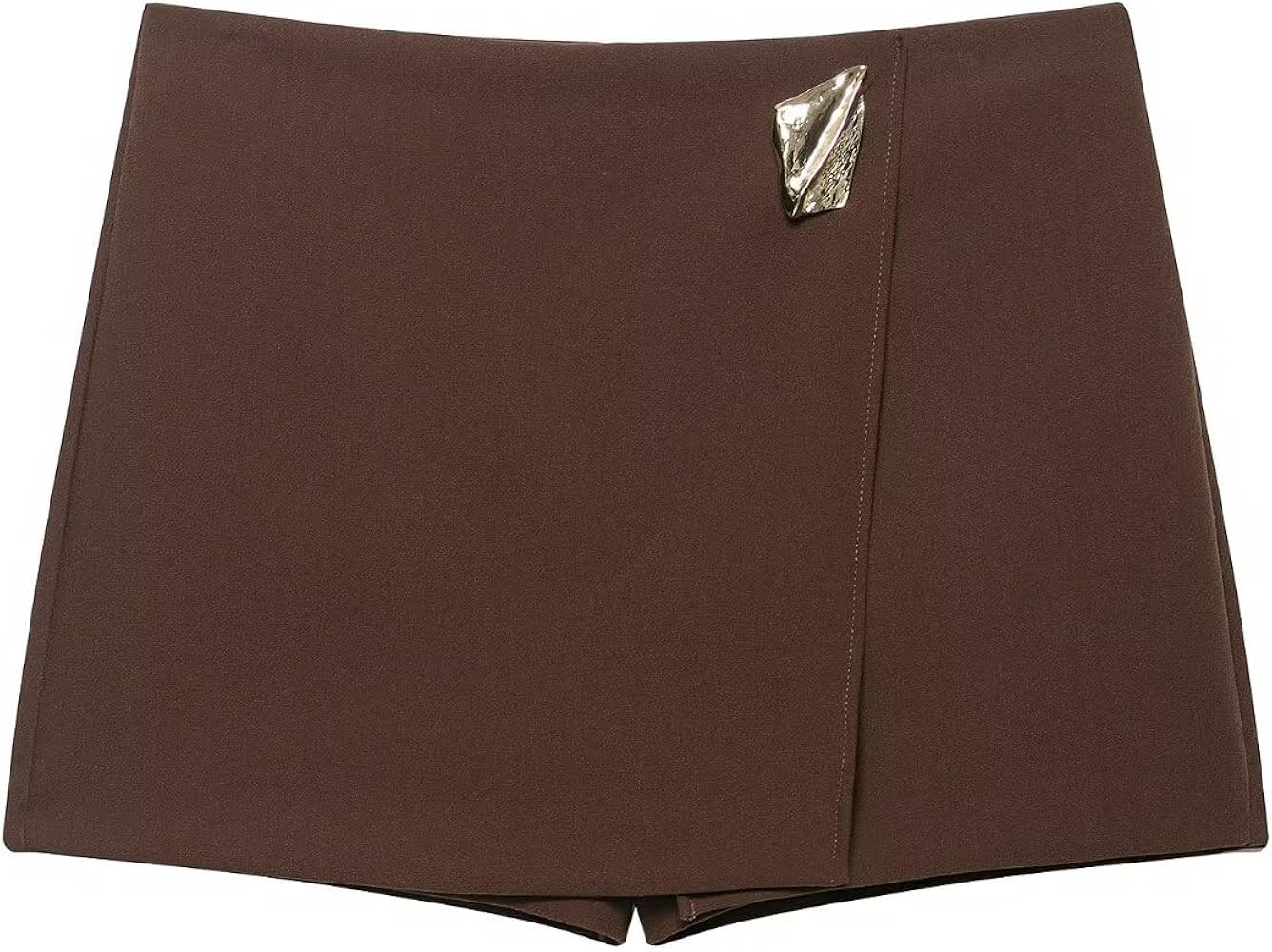 Women's Stylish High Waist Asymmetric Mini Wrap Skort with Metallic Detail, Invisible Side Zip Cl... | Amazon (US)