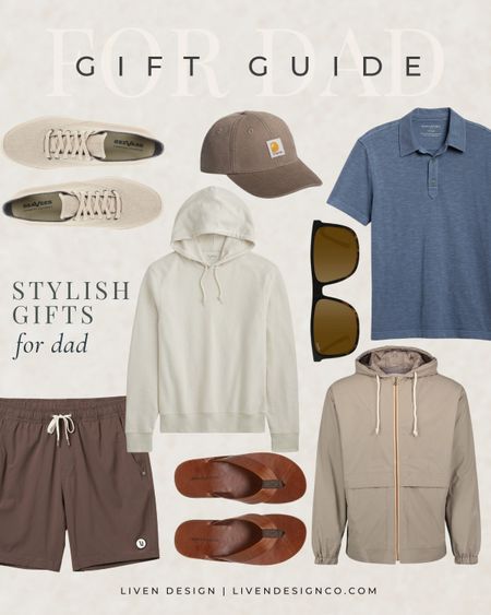 Father's day gift guide. Gift for him. Dad gift ideas. Style gifts. Men's clothing. Men's shorts. Men's knit hoodie. Men's knit polo. Men's canvas sneaker. Sunglasses. Men's baseball cap. Leather sandals. Men's summer style. Under $50. Under $25

#LTKGiftGuide #LTKmens #LTKSeasonal